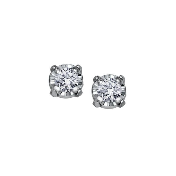 10k White Gold & Diamond Stud Earrings