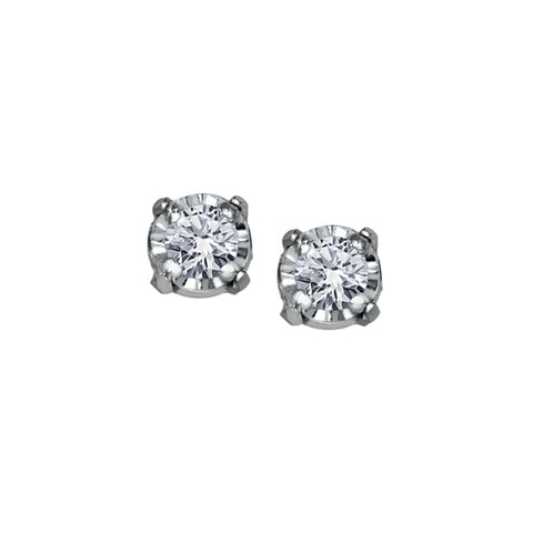 10k White Gold & Diamond Stud Earrings