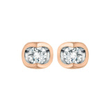 10k Rose & White Gold Diamond Stud Earrings