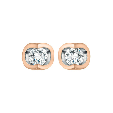10k Rose & White Gold Diamond Stud Earrings