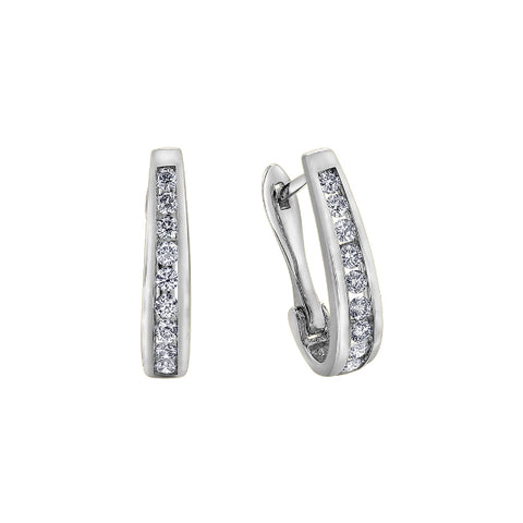 10k White Gold & Diamond Hoop Earrings