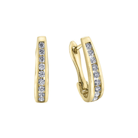 10k Yellow Gold & Diamond Hoop Earrings