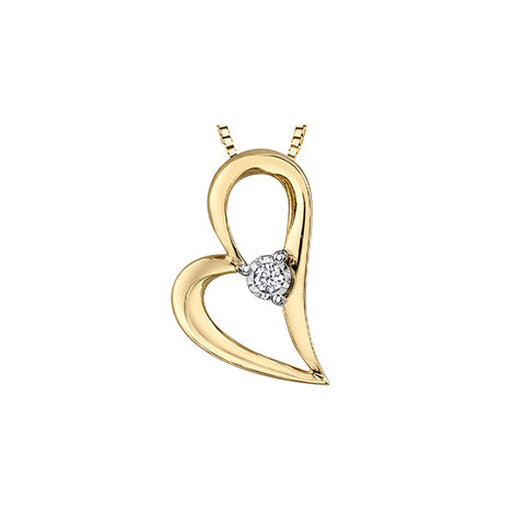 10k Yellow Gold Diamond Heart Necklace