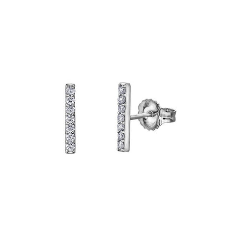 10k Yellow or White Gold Bar Style Diamond Earrings