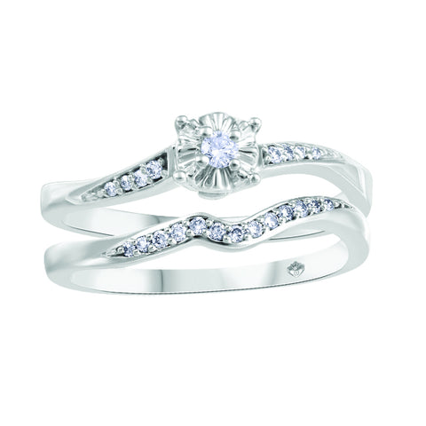 10k White Gold Matching Canadian Diamond Bridal Set