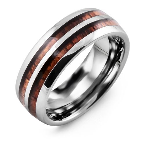 Mens Tungsten & Koa Wood Inlay Band