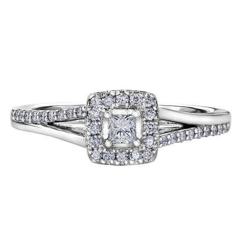 10k Rose Gold Canadian Double Halo Diamond Engagement Ring