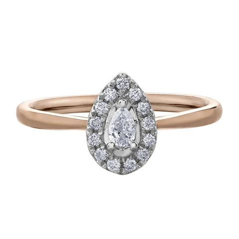 10k Rose Gold Canadian Double Halo Diamond Engagement Ring