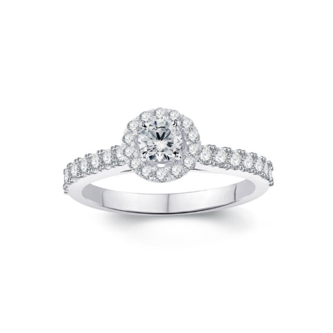 14k White Gold 0.75ctw Halo Engagement Ring