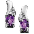 10k White Gold Diamond & Birthstone Earrings