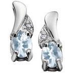 10k White Gold Diamond & Birthstone Earrings