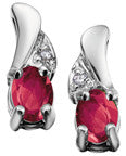 10k White Gold Diamond & Birthstone Earrings