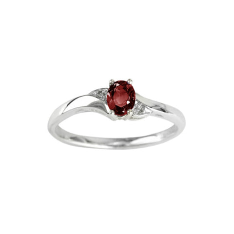 10k White Gold Birthstone & Diamond Ring