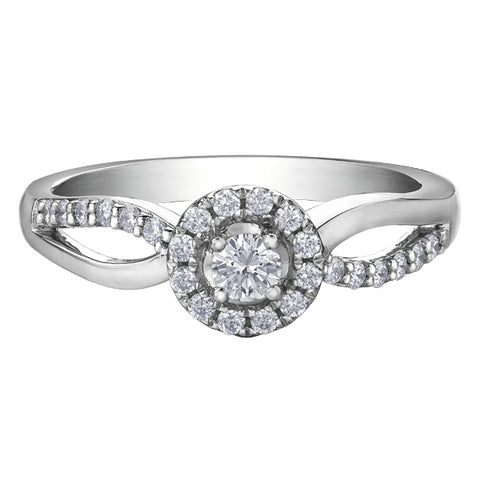 10k Rose Gold Canadian Double Halo Diamond Engagement Ring