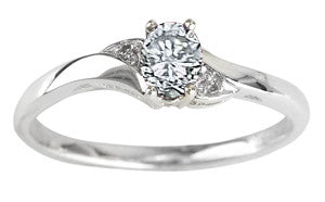 10k White Gold Birthstone & Diamond Ring