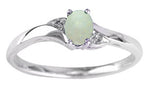 10k White Gold Birthstone & Diamond Ring