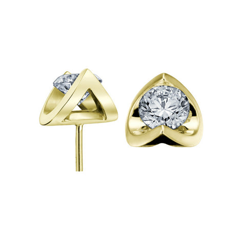 14k Yellow Gold Canadian Diamond Stud Earrings