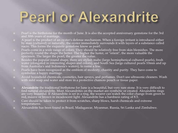 June Birthstone of the Month- Pearl or Alexandrite