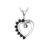 10k White Gold Diamond & Blue Sapphire Heart Necklace