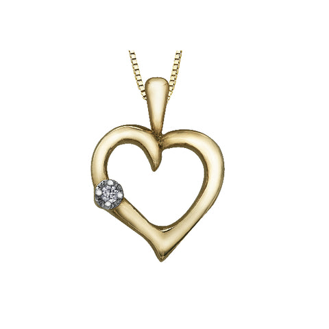 10k Yellow Gold Diamond Heart Necklace