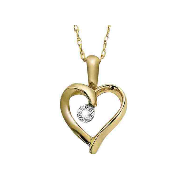 10k Yellow Gold & Diamond Heart Necklace