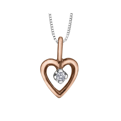 10k White & Rose Diamond Double Heart Necklace