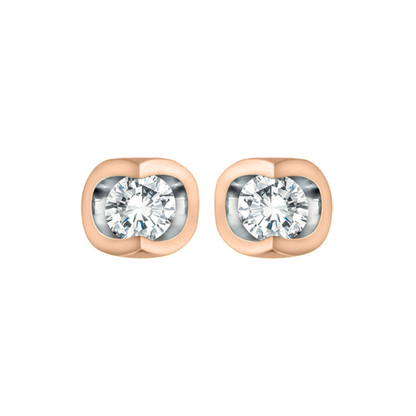 10k Rose & White Gold Diamond Stud Earrings