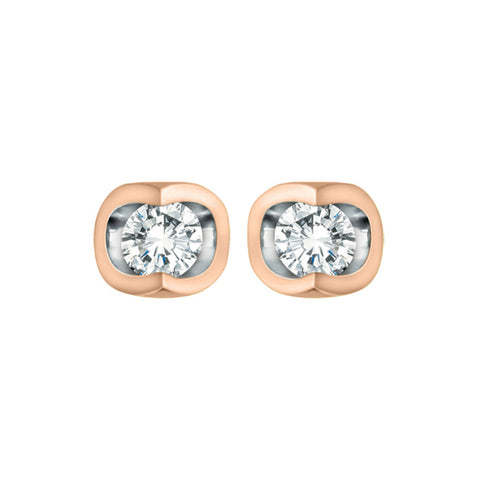 10k Rose & White Gold Diamond Stud Earrings