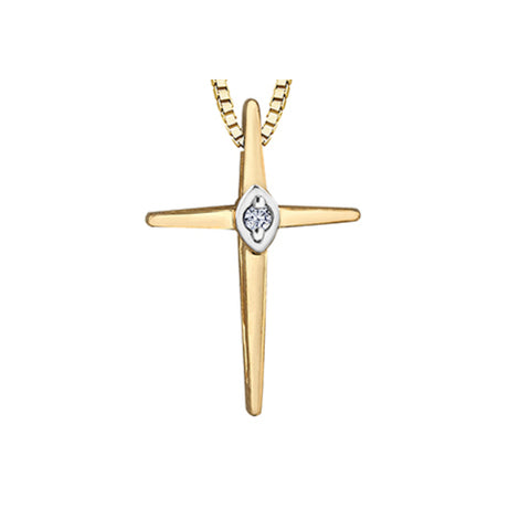 10k Yellow Gold Diamond Cross Necklace