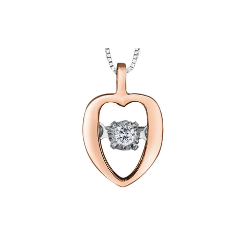 10k Rose & White Gold Diamond Double Heart Necklace