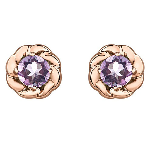 10k Rose Gold Lilac Amethyst Earrings