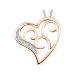 10k Rose & White Gold Diamond Heart Necklace