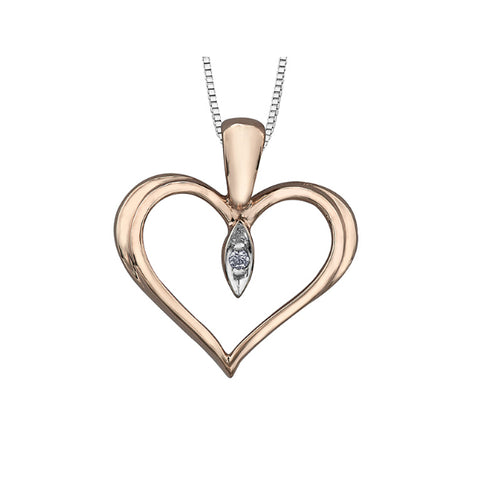 10k Rose & White Gold Diamond Double Heart Necklace