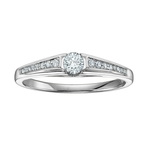 14k White Gold Princess Cut Invisible Set Engagement Ring