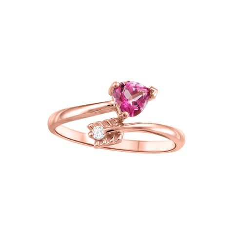 10k Rose Gold Pink Topaz and Canadian Diamond Ring