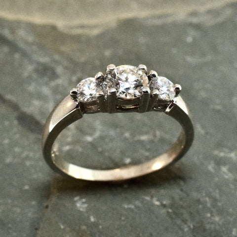 19k White Gold Three Stone Diamond Ring
