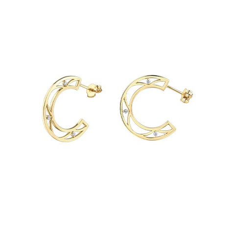 10k Yellow Gold Geometric Diamond Earrings