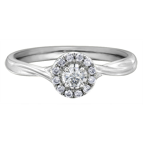 10k White Gold Canadian Diamond 3 Stone Engagement Ring
