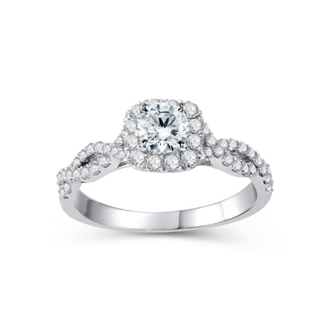14k White Gold 0.50ctw Halo Engagement Ring