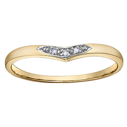 10k Yellow Gold Stackable V Ring with Diamonds