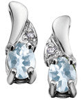 10k White Gold Diamond & Birthstone Earrings