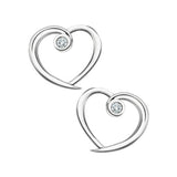 10k White Gold & Diamond Heart Earrings