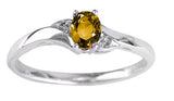 10k White Gold Birthstone & Diamond Ring
