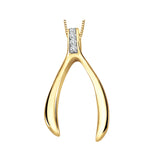 10k Yellow Gold & Daimond Wishbone Necklace
